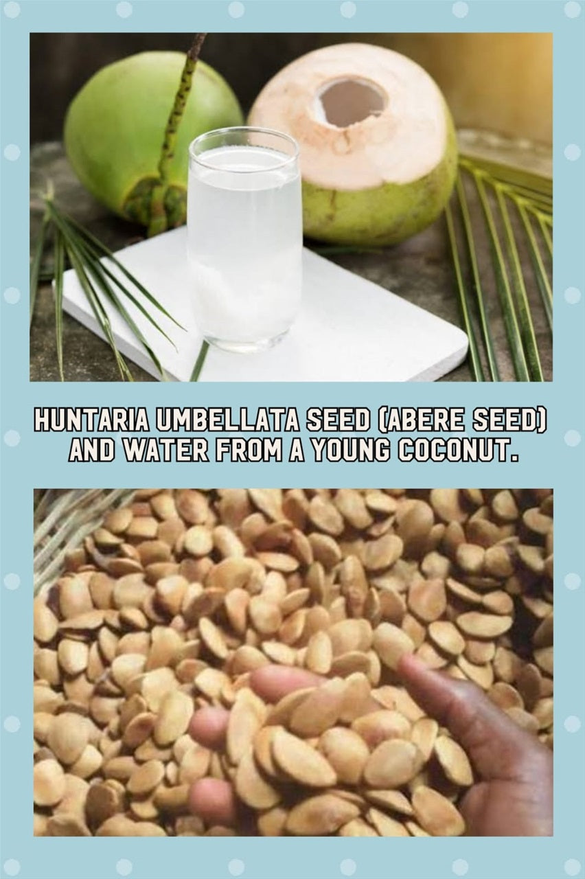 HUNTARIA UMBELLATA SEEDS (ABERE SEEDS) AND WATER FROM A YOUNG COCONUT |  23. May, 2022