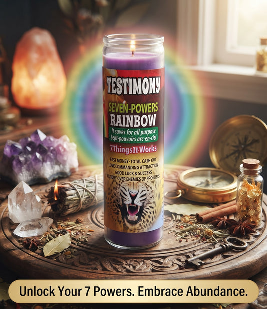 7777777 Powers Rainbow Testimony Candle
